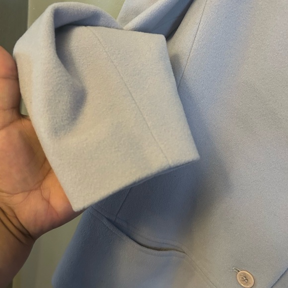 Casual Corner jacket - light purple button front wool blend satin lined pockets - Picture 4 of 9